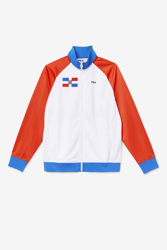 Fila Jacket Mens White Dominican Republic Track - Ireland 85793-QIZS